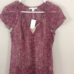 Purple & Grey V-Neck Blouse